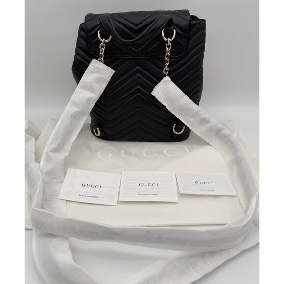 NEW GUCCI $3400 MARMONT BLACK LEATHER TOTE BACKPACK BAG AUTHENTIC! main image 5